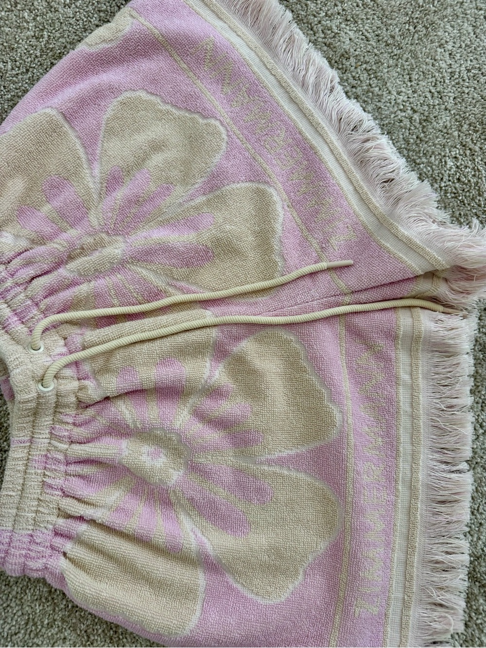 Zimmermann Terry Cloth Pop Shorts Pink Cream Resort Vacation Matching Set - Picture 3 of 4